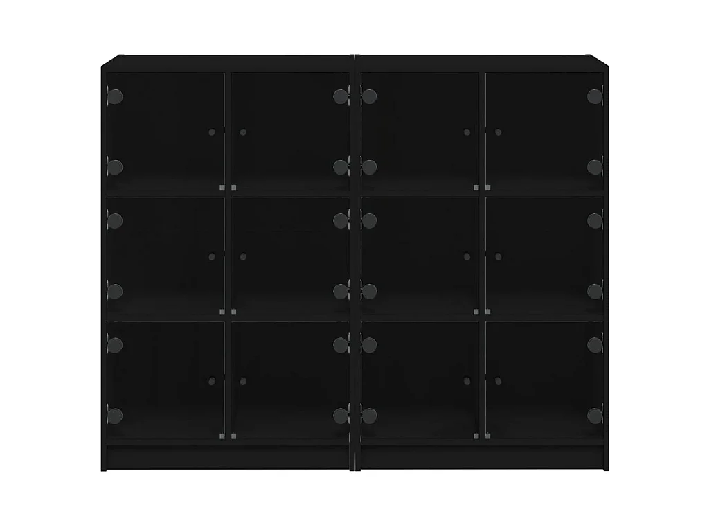 Boekenkast met deuren 136x37x109 cm bewerkt hout zwart