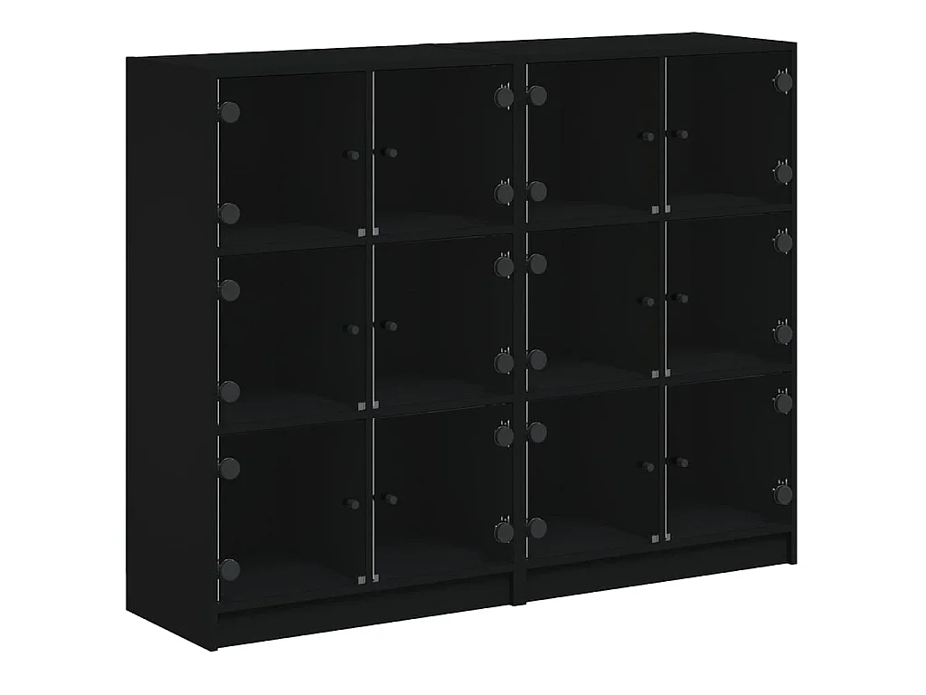 Boekenkast met deuren 136x37x109 cm bewerkt hout zwart