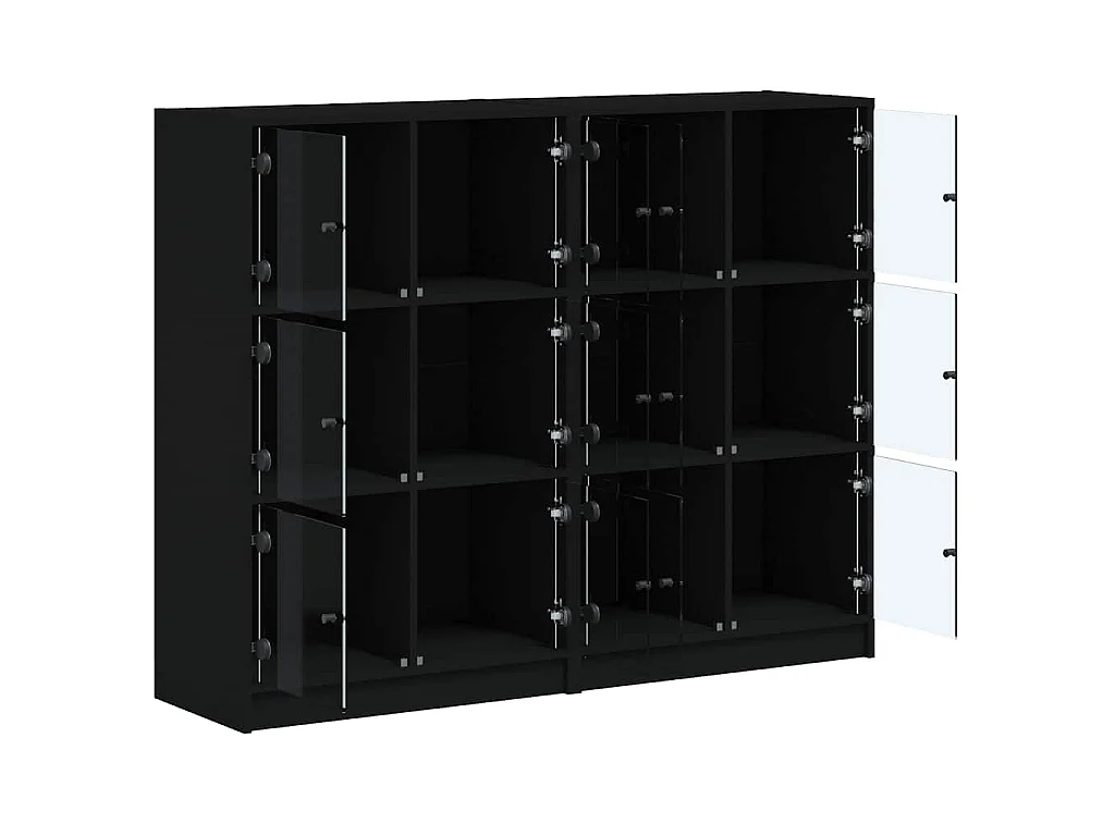 Bücherregal mit Türen Schwarz 136x37x109 cm Holzwerkstoff