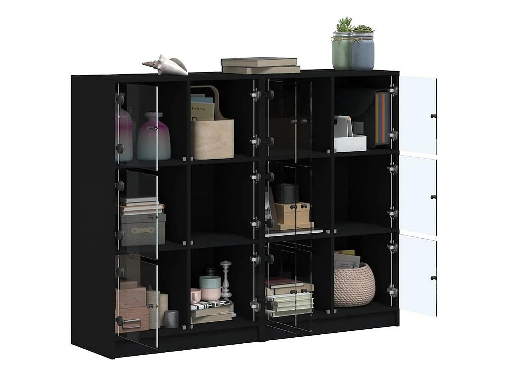 Bücherregal mit Türen Schwarz 136x37x109 cm Holzwerkstoff