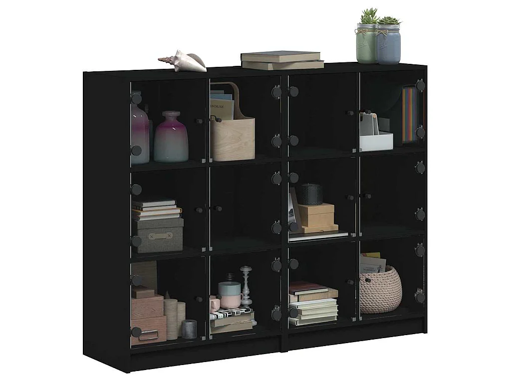 Bücherregal mit Türen Schwarz 136x37x109 cm Holzwerkstoff
