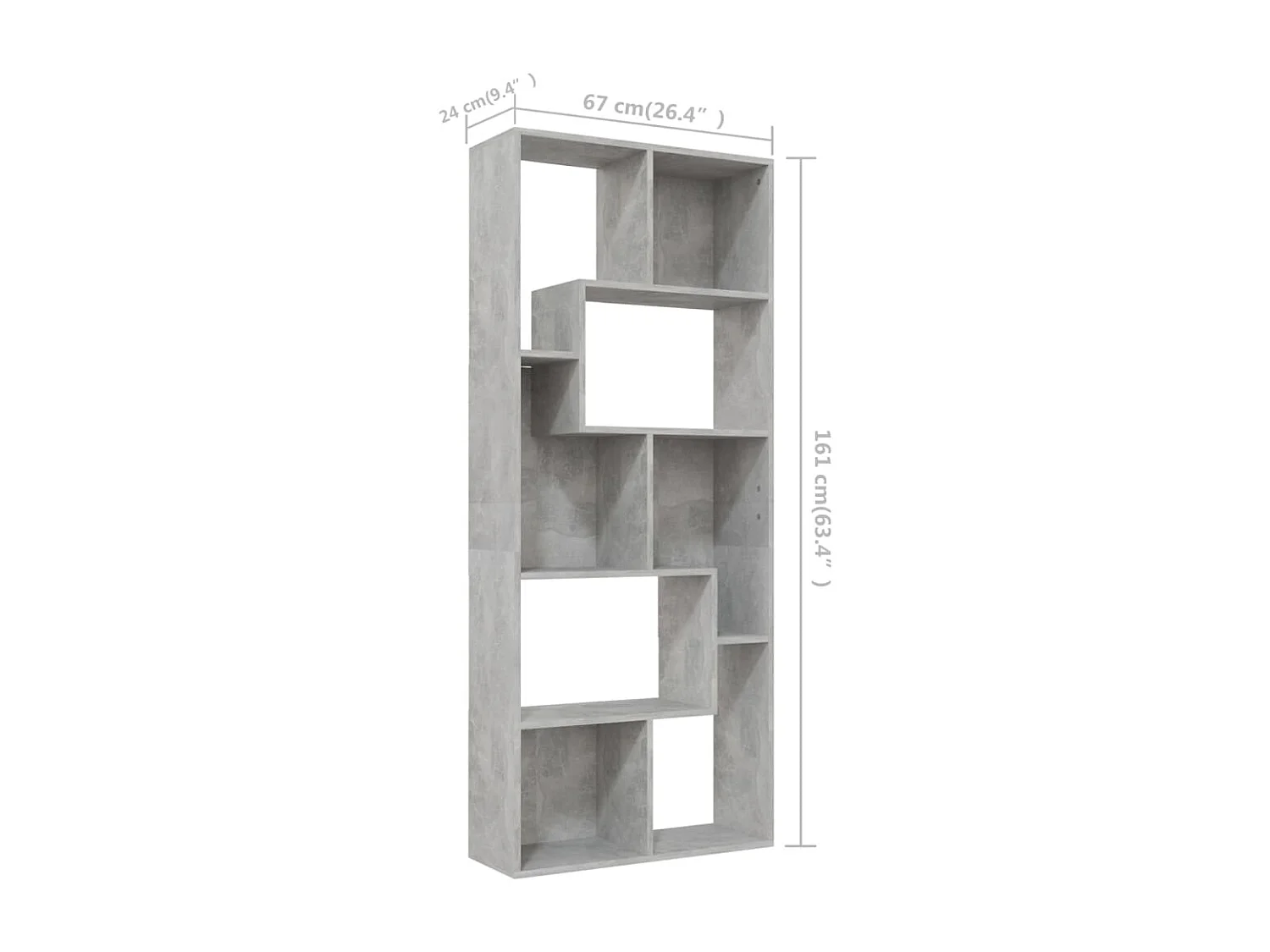 Boekenkast 67x24x161 cm bewerkt hout betongrijs