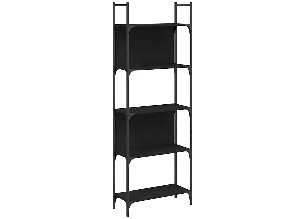 Bibliothèque à 5 niveaux noir 60,5x24x166,5cm bois d'ingénierie