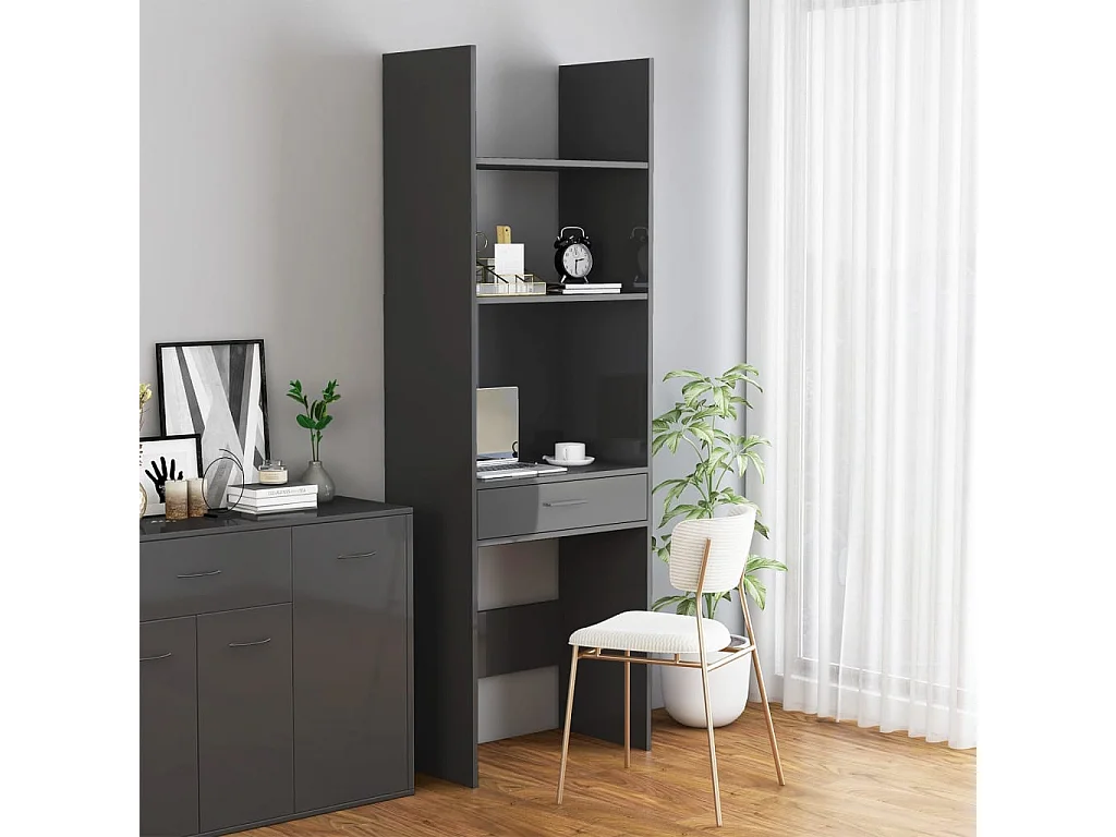 Bücherregal Hochglanz-Grau 60x35x180 cm Holzwerkstoff