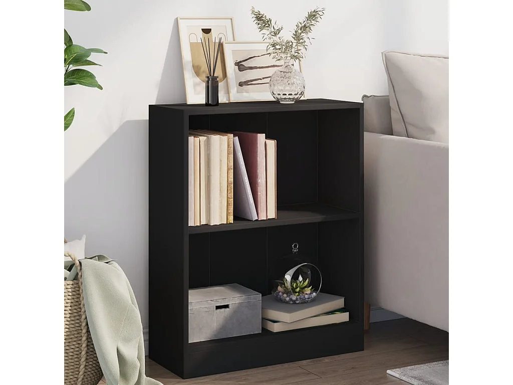 Bibliothèque Noir 60x24x76 cm Bois d'ingénierie