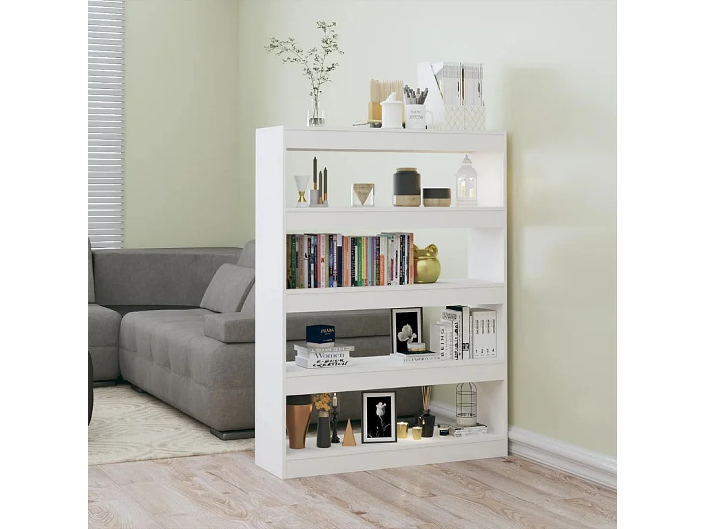 Bücherregal/Raumteiler Hochglanz-Weiß 100x30x135 cm