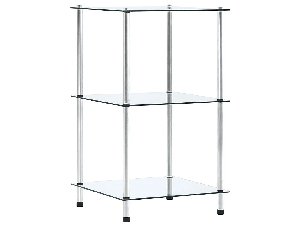 Étagère 3 niveaux Transparent 40x40x67 cm Verre trempé