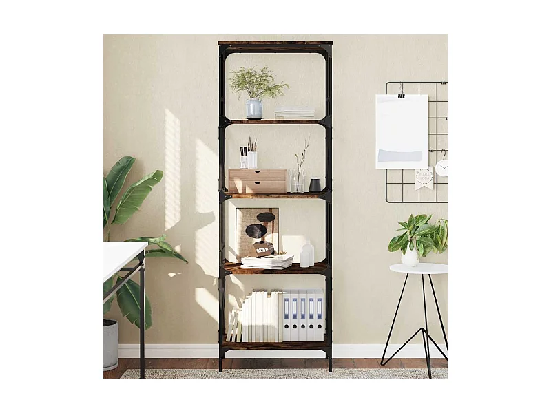 Bibliothèque à 5 niveaux chêne fumé 59x35x171 cm