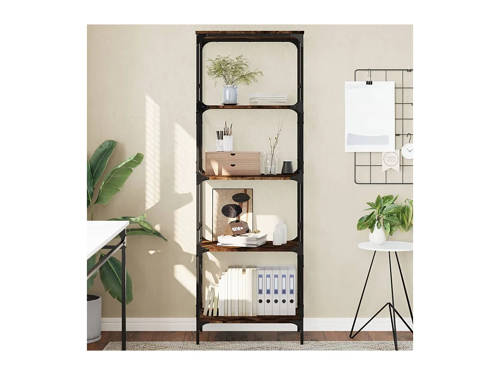 Libreria Rovere Fumo 5 Ripiani 59x35x171 cm Legno Multistrato