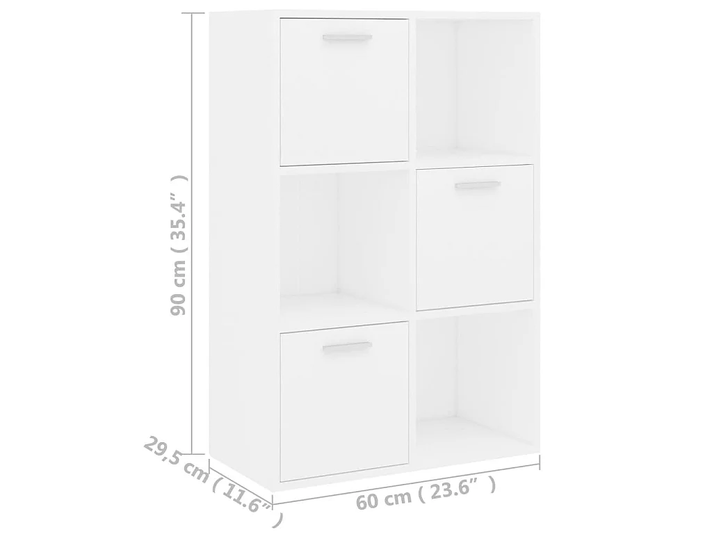 Opbergkast 60x29,5x90 cm bewerkt hout wit