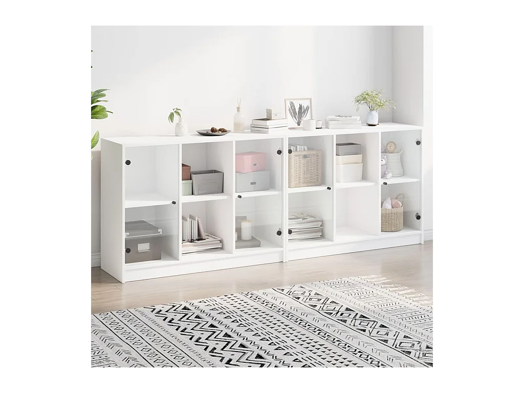 Bibliothèque avec portes blanc 204x37x75 cm bois d'ingénierie