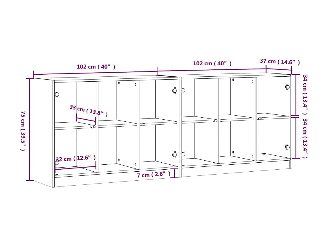 Estante c/ portas 204x37x75 cm derivados de madeira branco