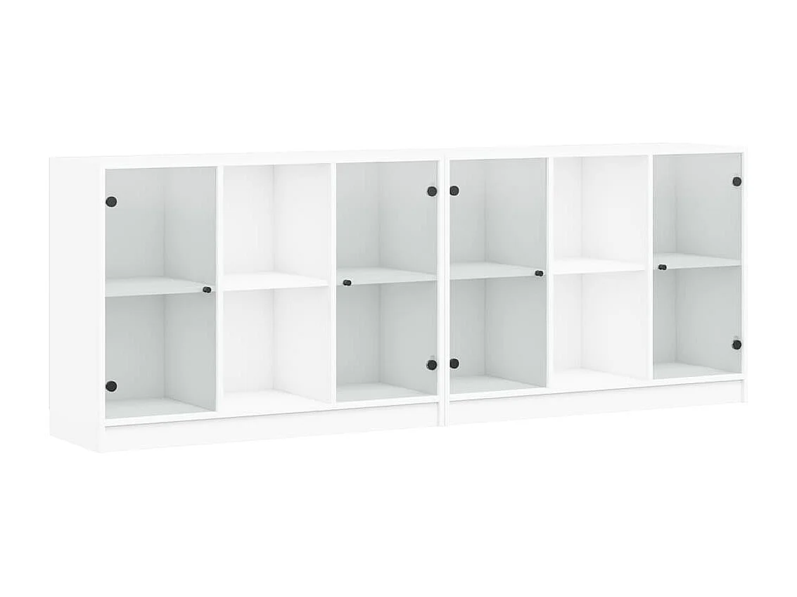 Boekenkast met deuren 204x37x75 cm bewerkt hout wit