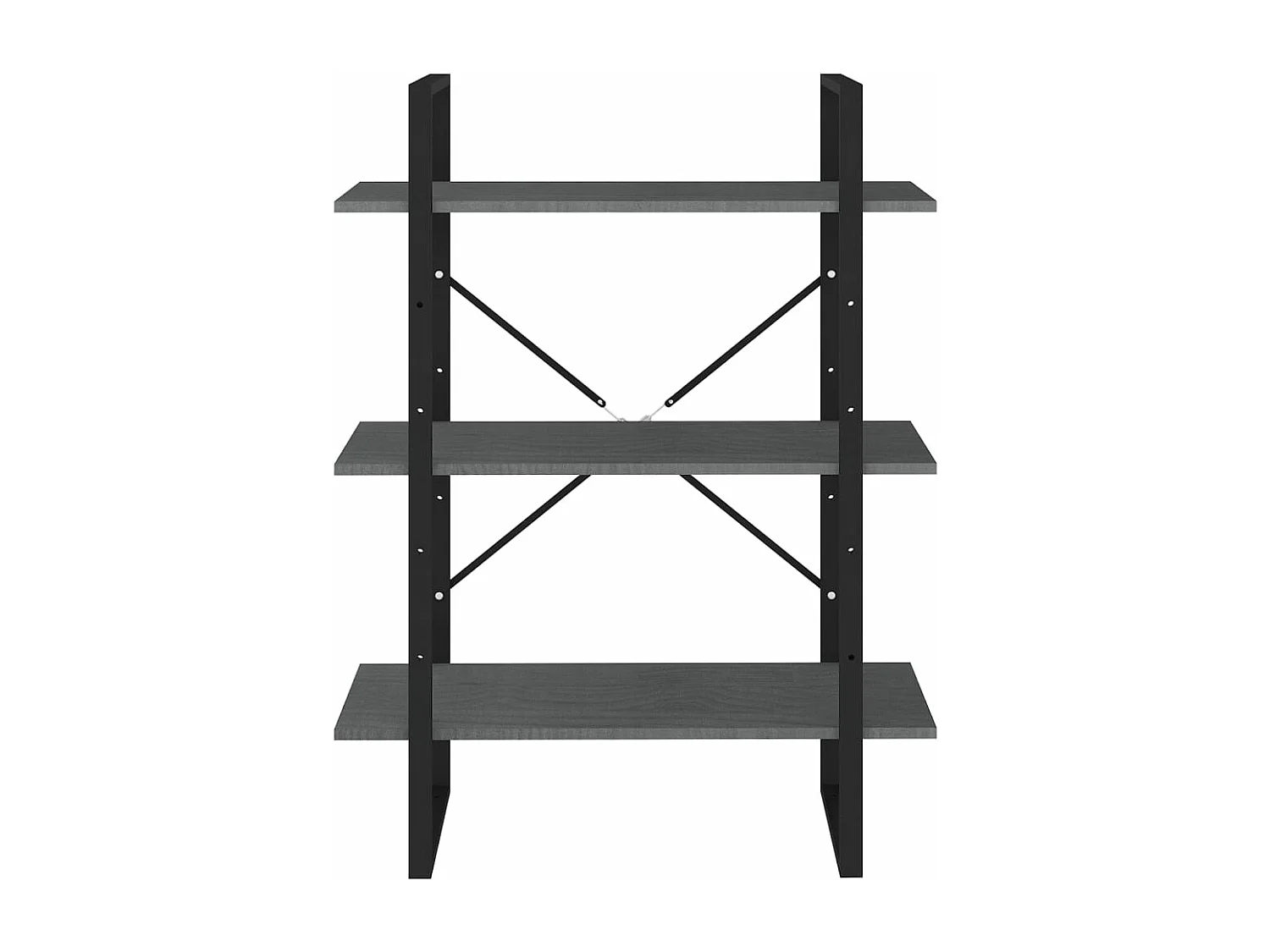 Bibliothèque à 3 niveaux Gris 80x30x105 cm Bois de pin massif