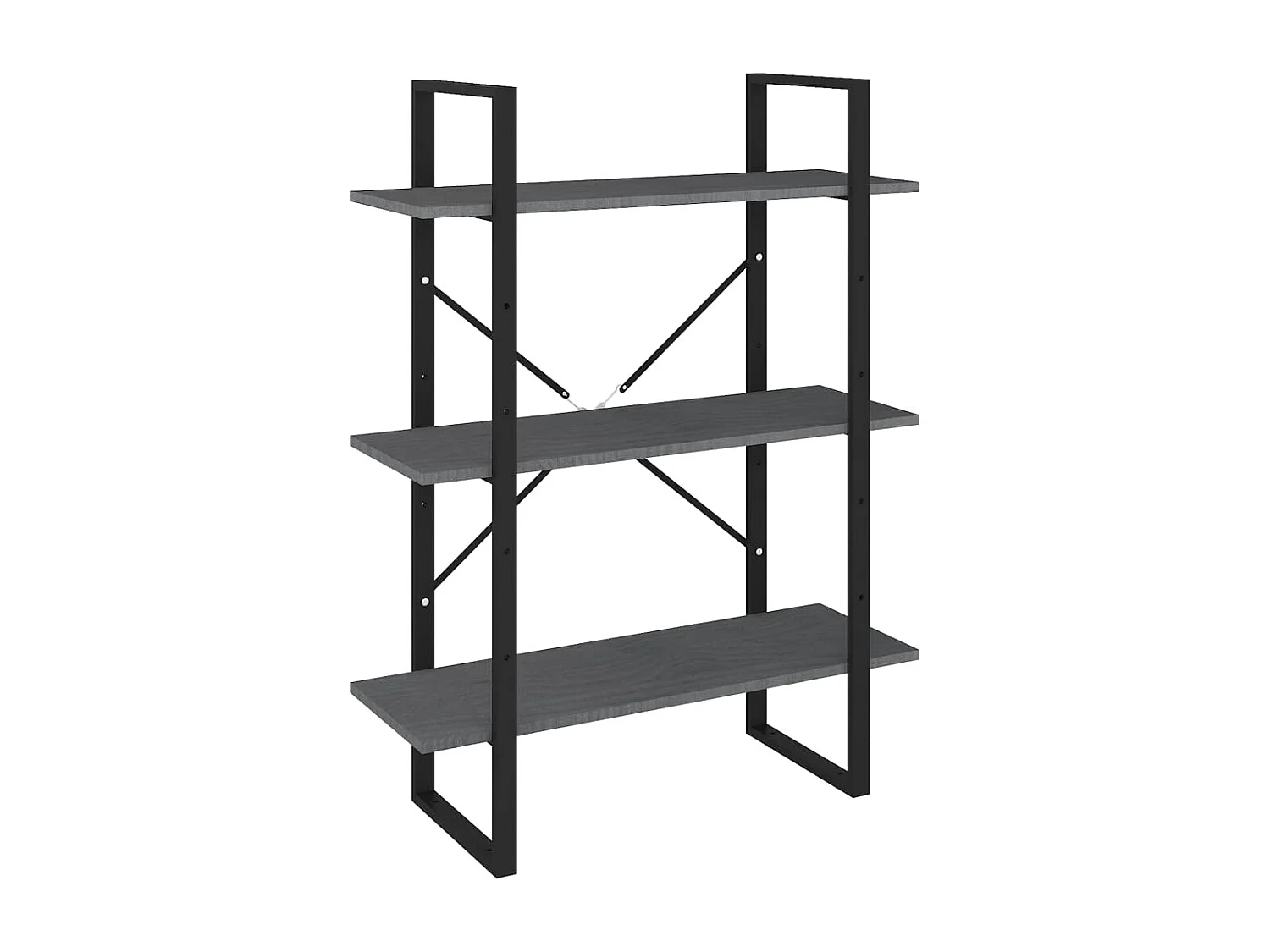 Bibliothèque à 3 niveaux Gris 80x30x105 cm Bois de pin massif