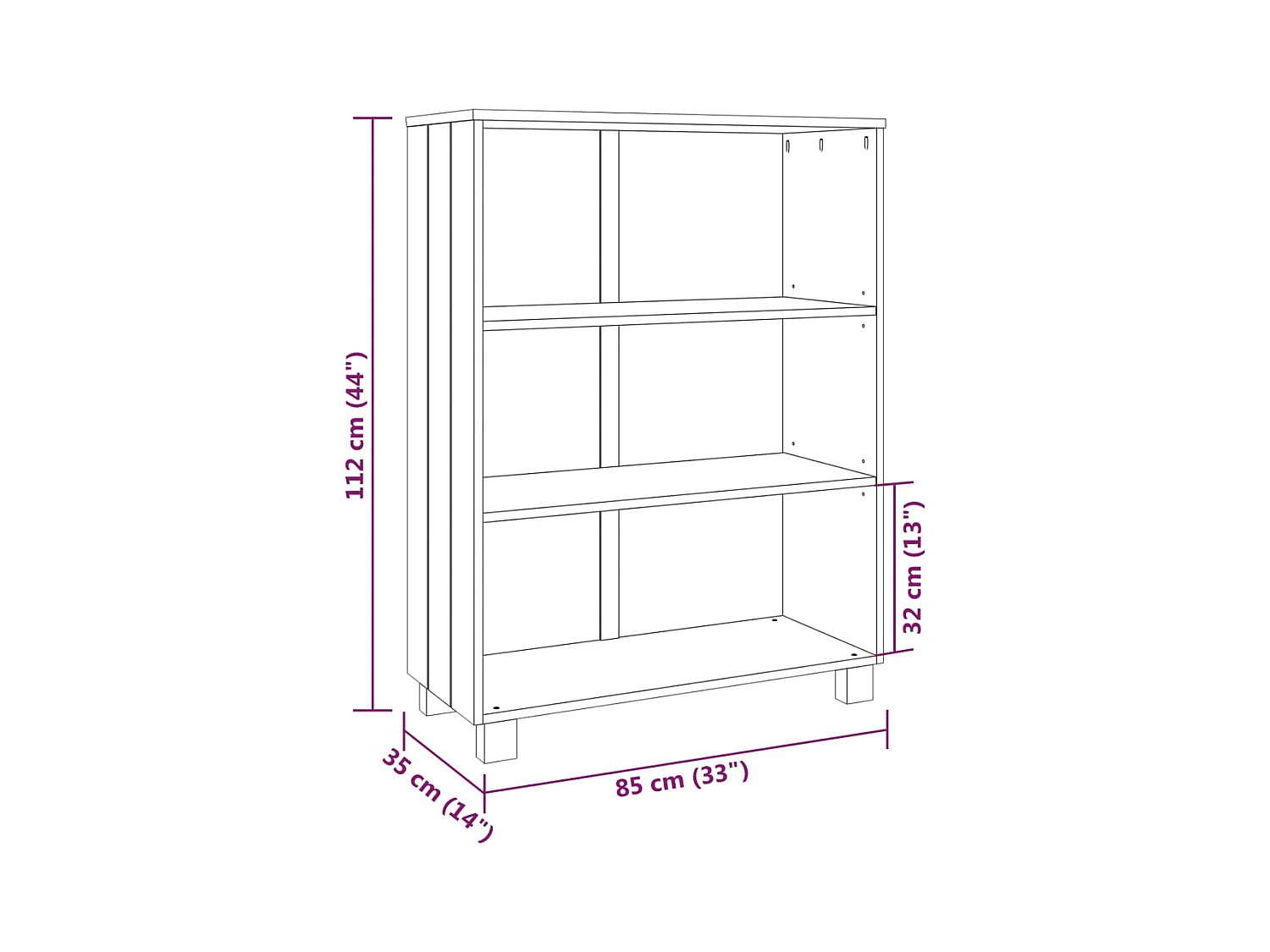 Boekenkast HAMAR 85x35x112 cm massief grenenhout honingbruin