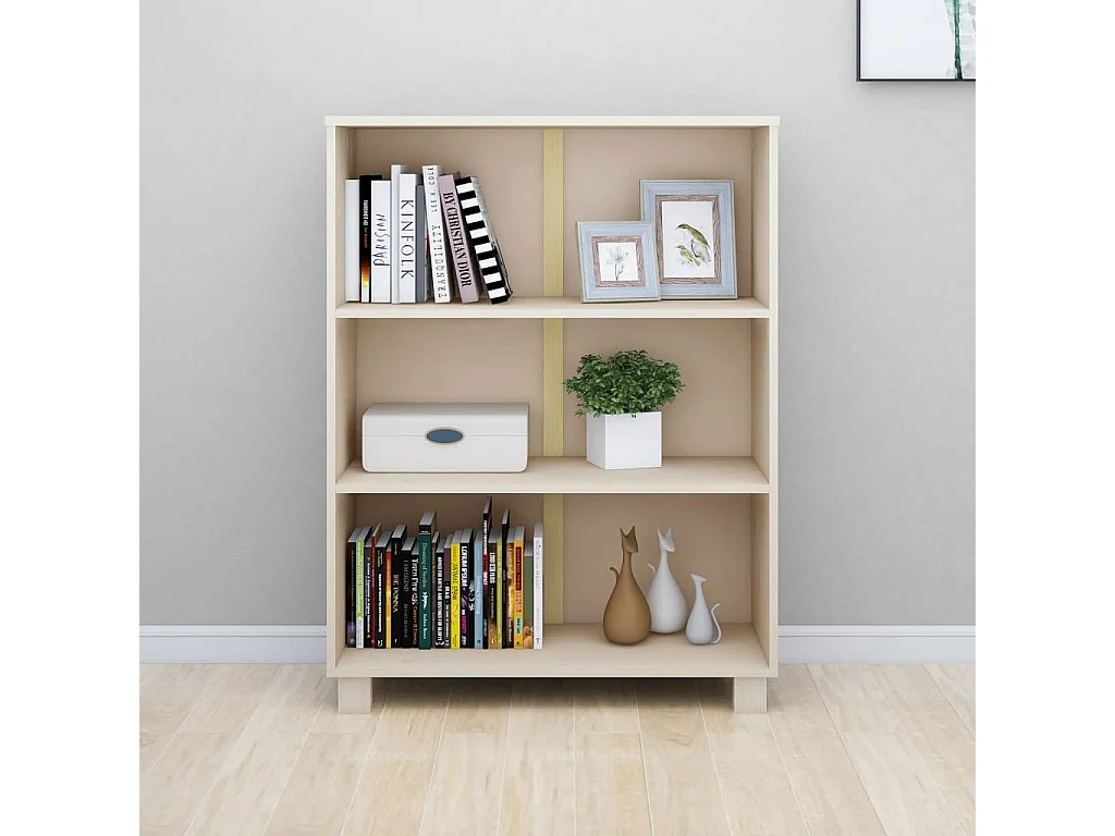 Boekenkast HAMAR 85x35x112 cm massief grenenhout honingbruin