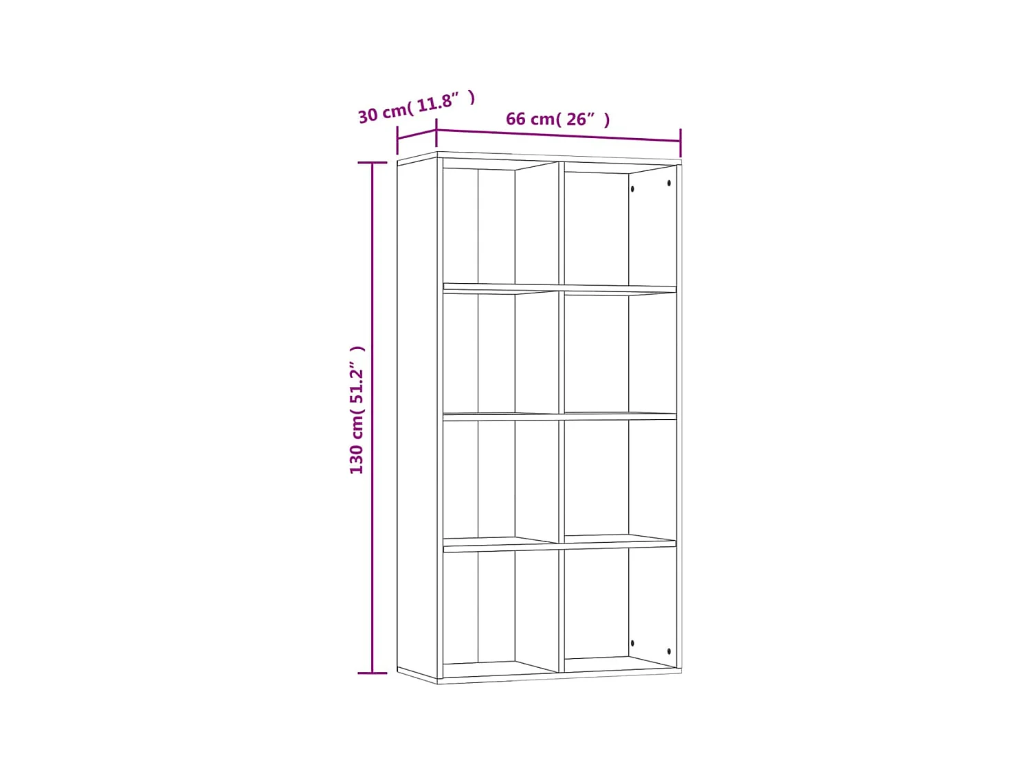 Estantería/Aparador madera contrachapada roble 66x30x97,8 cm