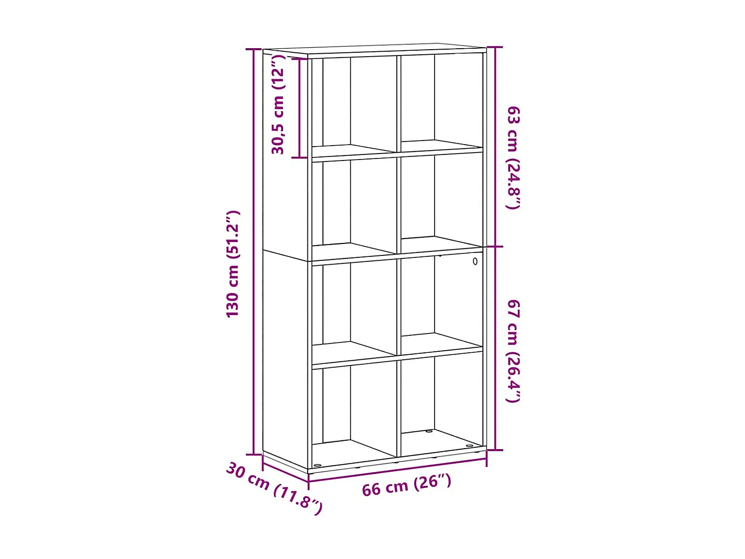 Bibliothèque/Buffet Chêne sonoma 66x30x130 cm Bois d’ingénierie