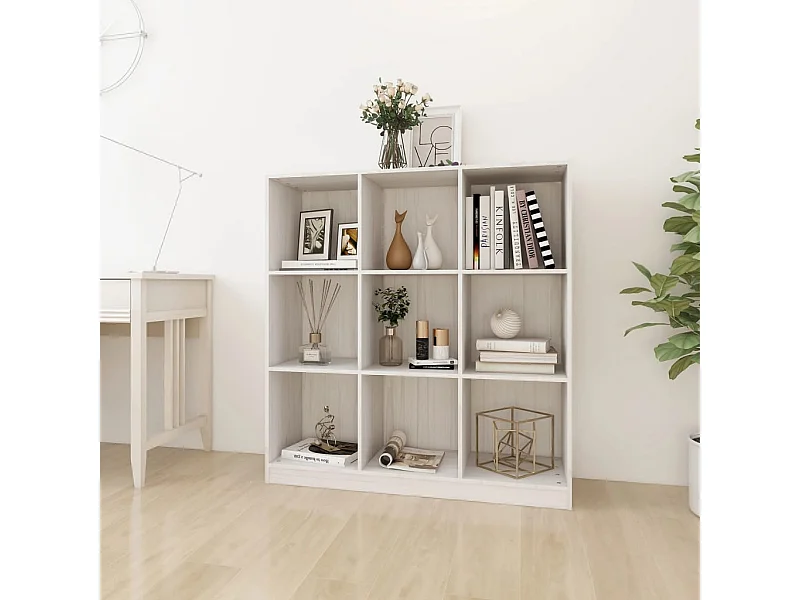 Bücherregal/Raumteiler Weiß 104x33,5x110 cm Massivholz Kiefer