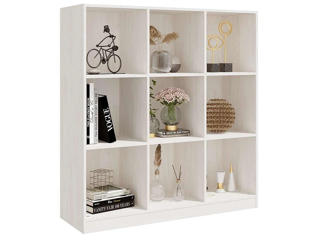 Bücherregal/Raumteiler Weiß 104x33,5x110 cm Massivholz Kiefer