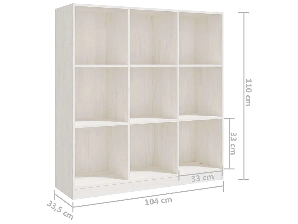 Bücherregal/Raumteiler Weiß 104x33,5x110 cm Massivholz Kiefer