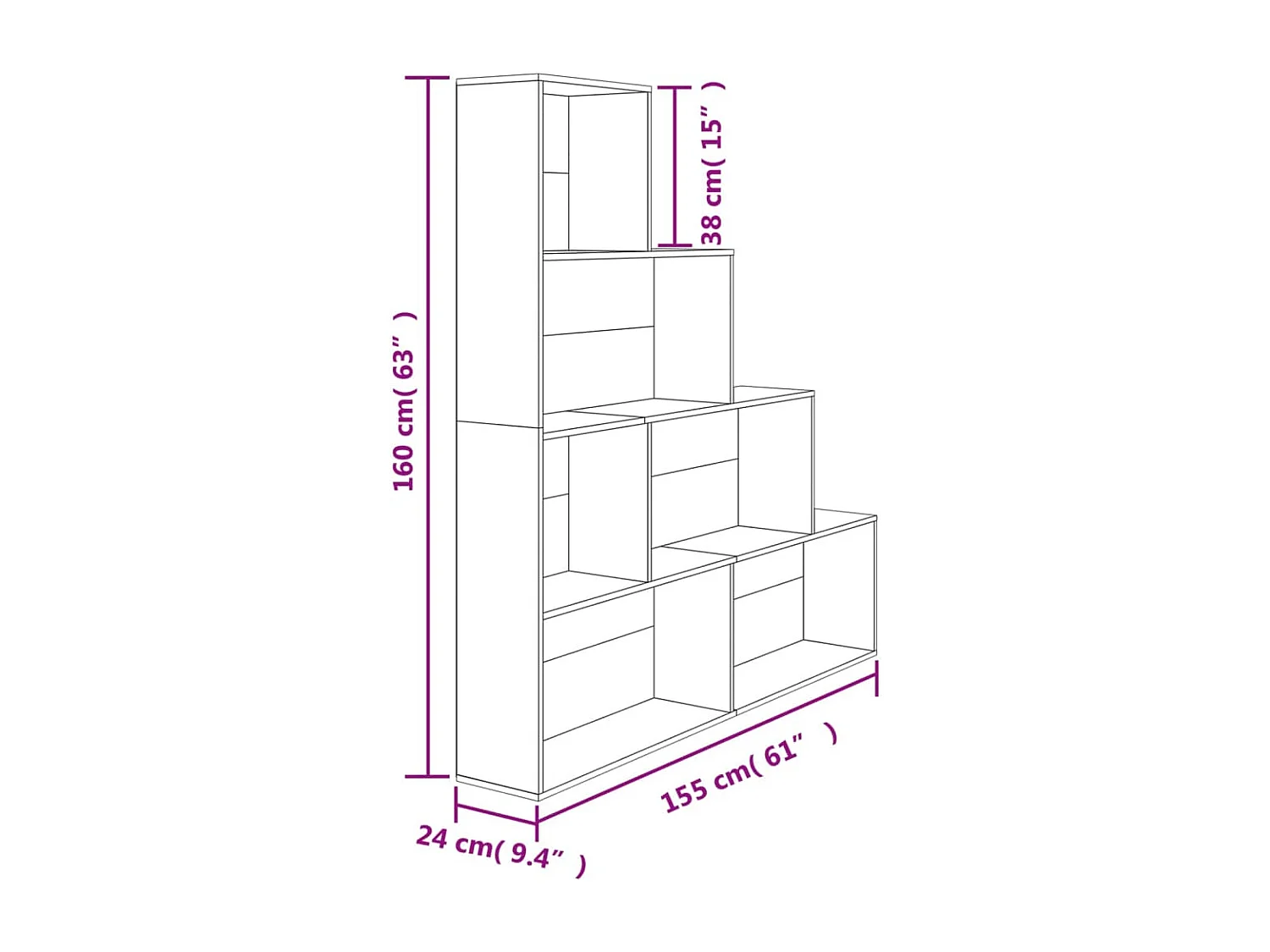 Bibliothèque/Séparateur de pièce Gris béton Bois d'ingénierie