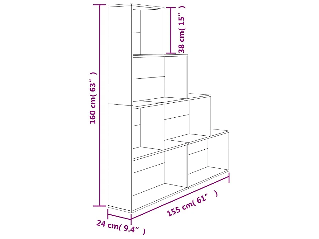 Bibliothèque/Séparateur de pièce Gris béton Bois d'ingénierie