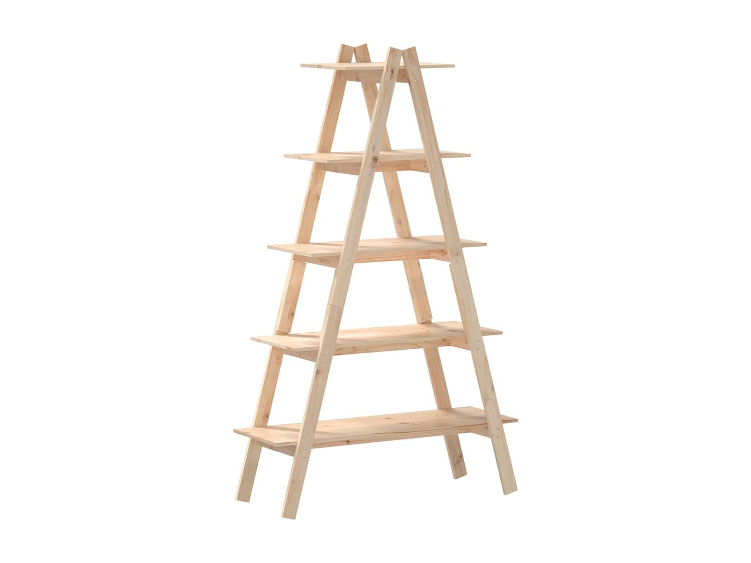 Scaffale 5 Ripiani a Forma di A 110x40x180,5 cm Massello Pino