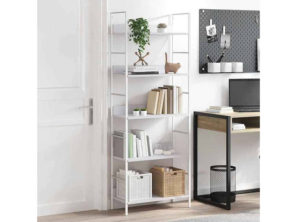 Bibliothèque à 5 niveaux noir 60x27,6x158,5cm bois d'ingénierie