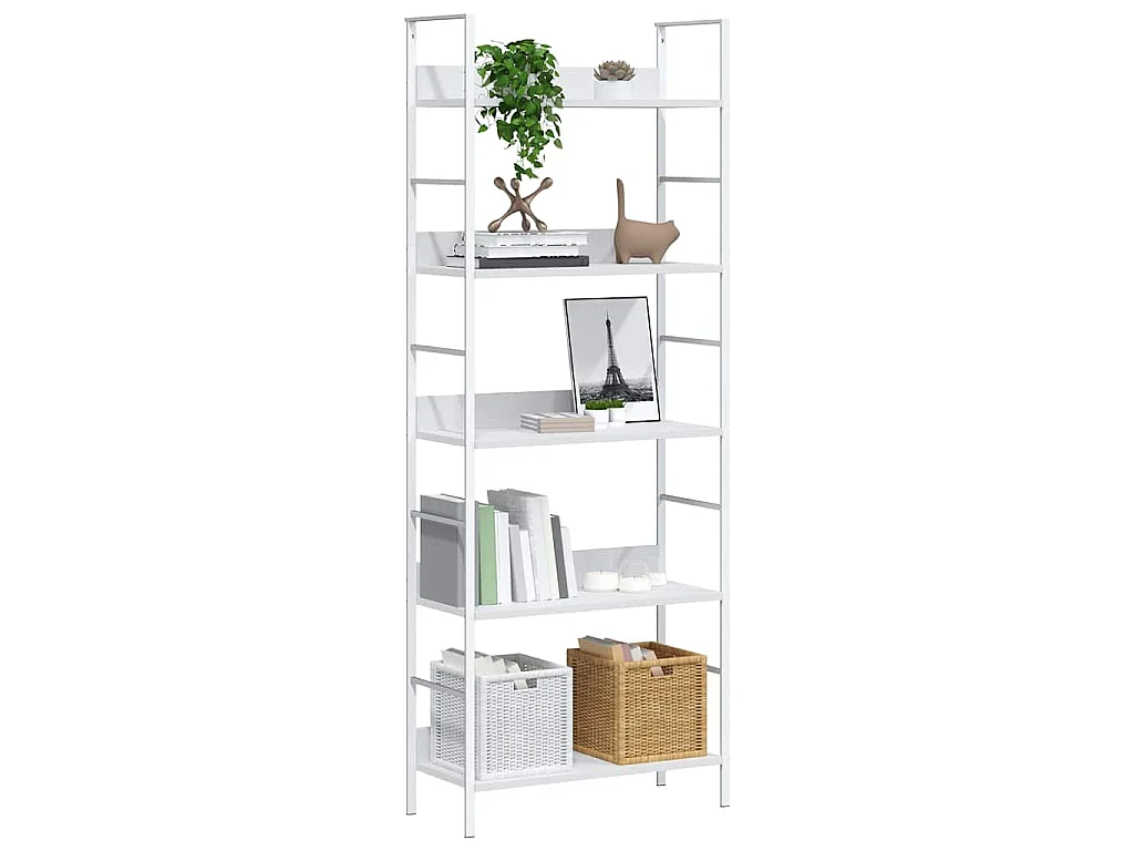 Bibliothèque à 5 niveaux noir 60x27,6x158,5cm bois d'ingénierie