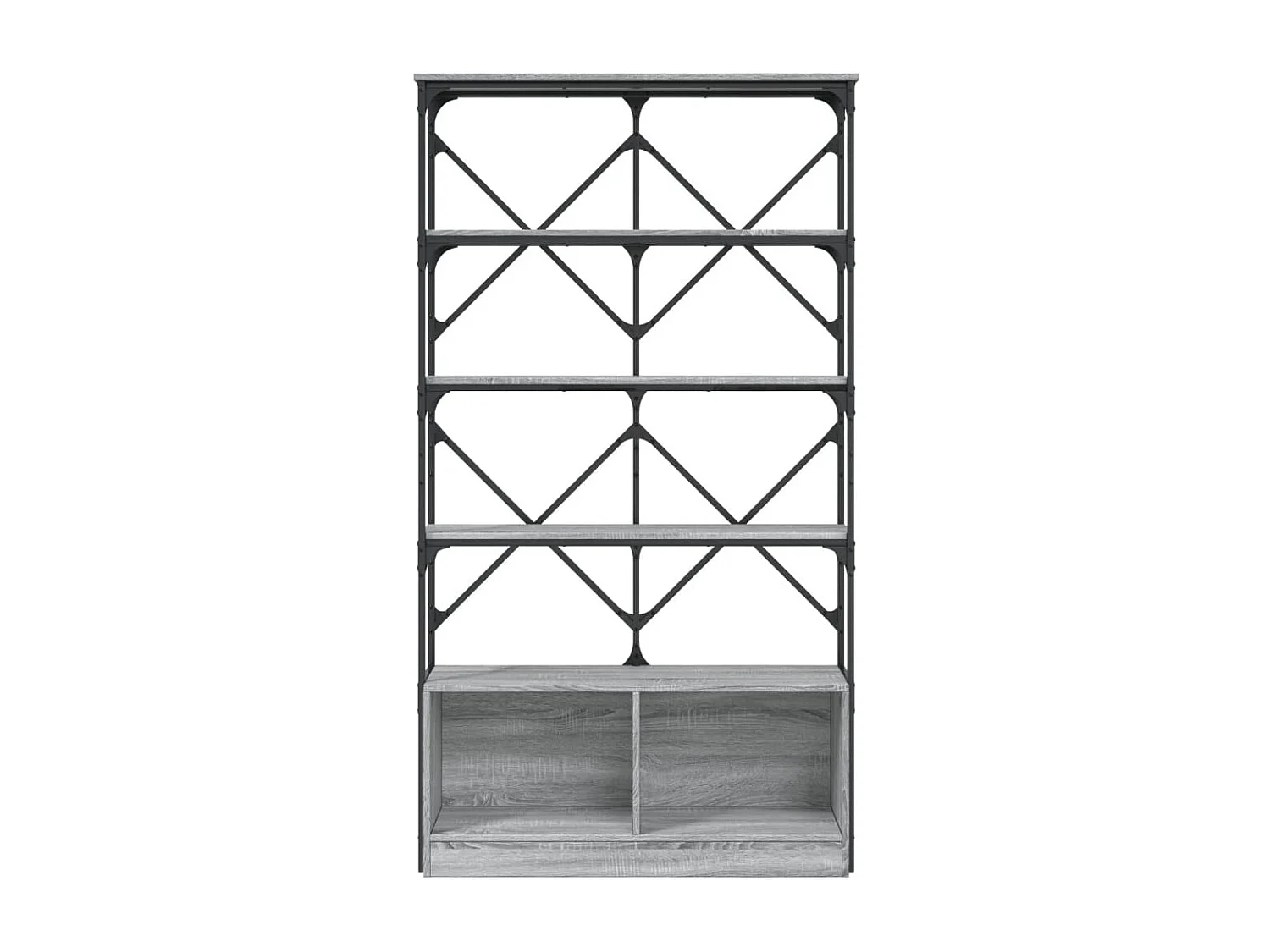 Boekenkast 100x26x180 cm bewerkt hout en metaal grijs sonoma