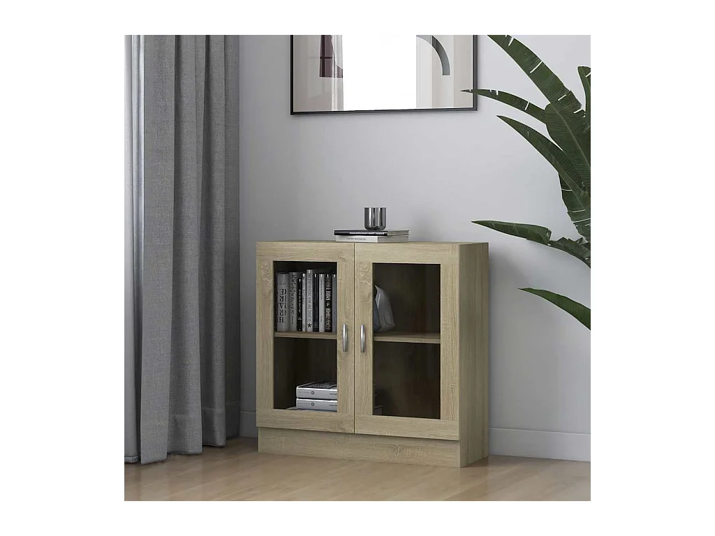 Armoire à vitrine Chêne sonoma 82,5x30,5x80cm Bois d'ingénierie