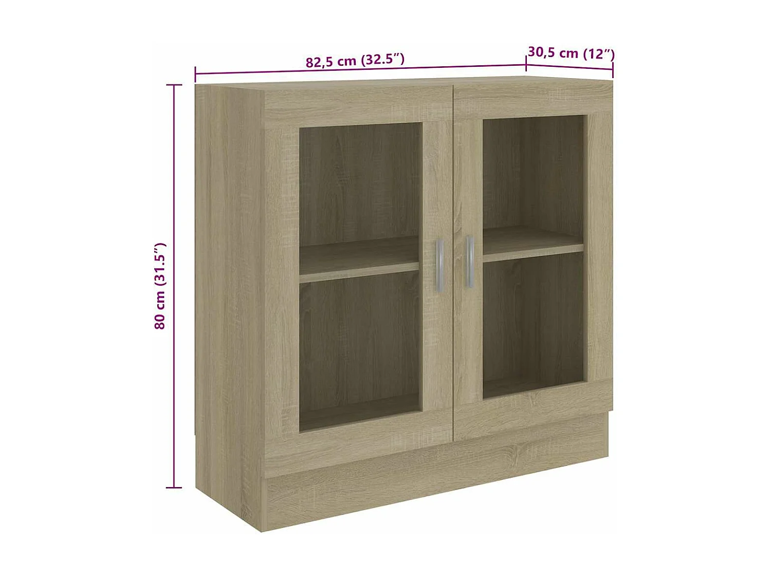 Armoire à vitrine Chêne sonoma 82,5x30,5x80cm Bois d'ingénierie