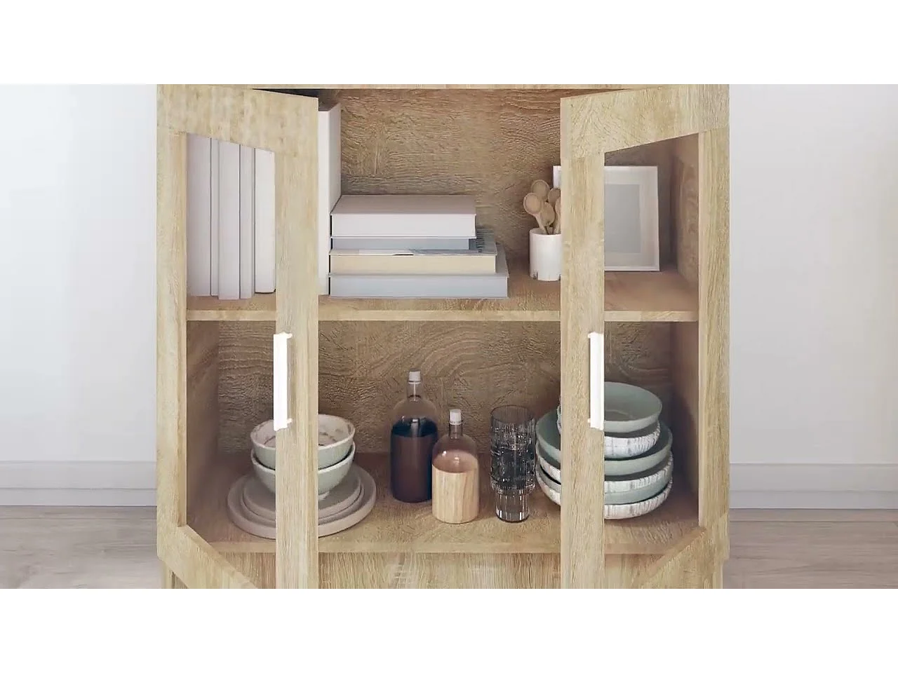 Armoire à vitrine Chêne sonoma 82,5x30,5x80cm Bois d'ingénierie