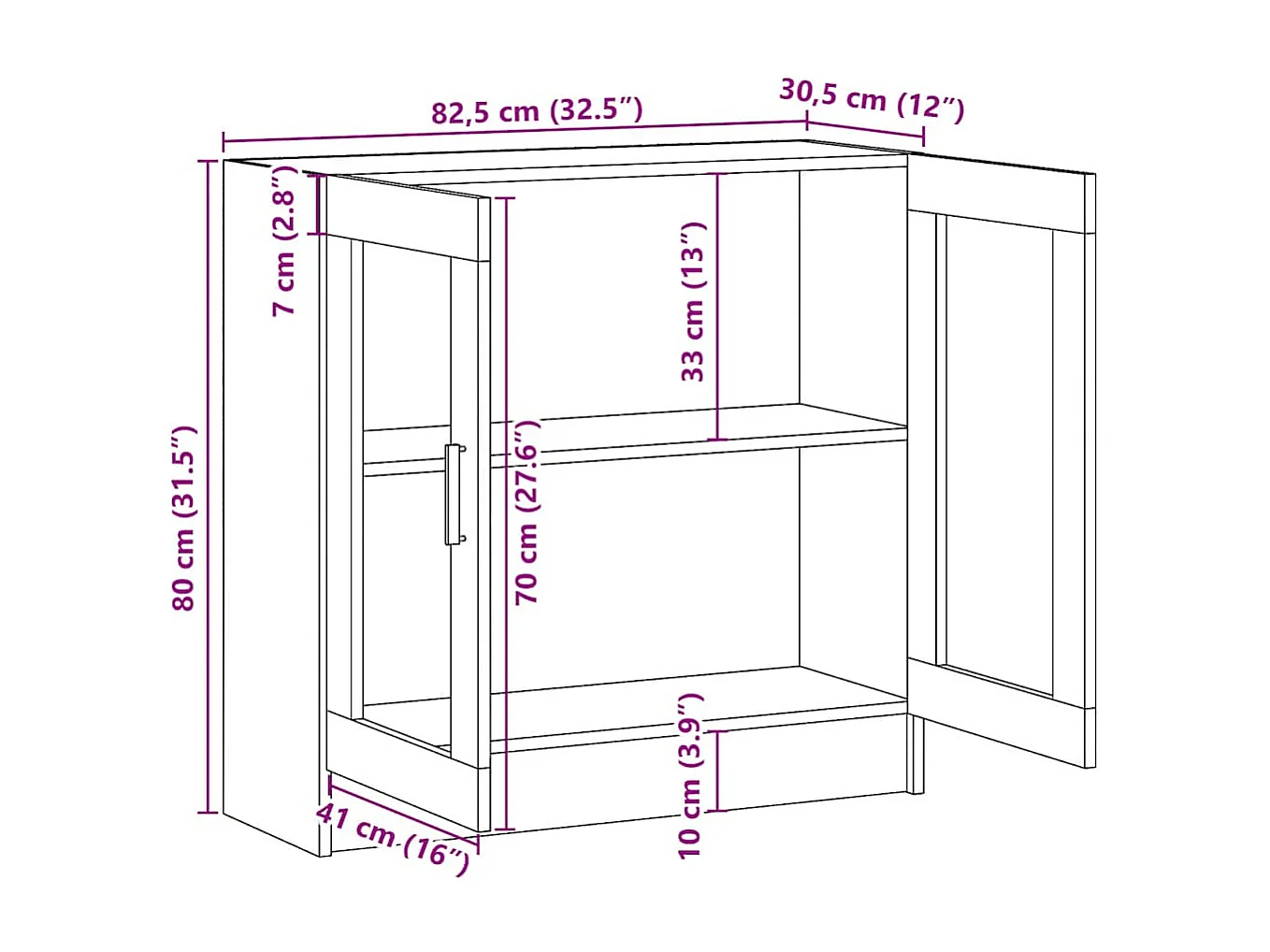 Armario libros madera contrachapada color roble 82,5x30,5x80 cm