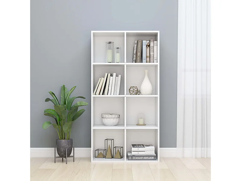 Libreria/Credenza Bianco Lucido 66x30x130 cm Legno Multistrato