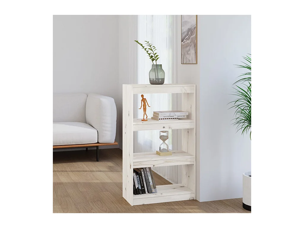 Bibliothèque/Séparateur de pièce Blanc 60x30x103,5cm pin massif