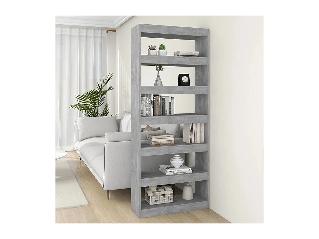Bibliothèque/Séparateur de pièce Gris béton Bois d'ingénierie