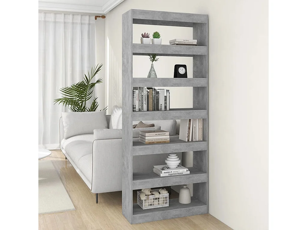 Bibliothèque/Séparateur de pièce Gris béton Bois d'ingénierie
