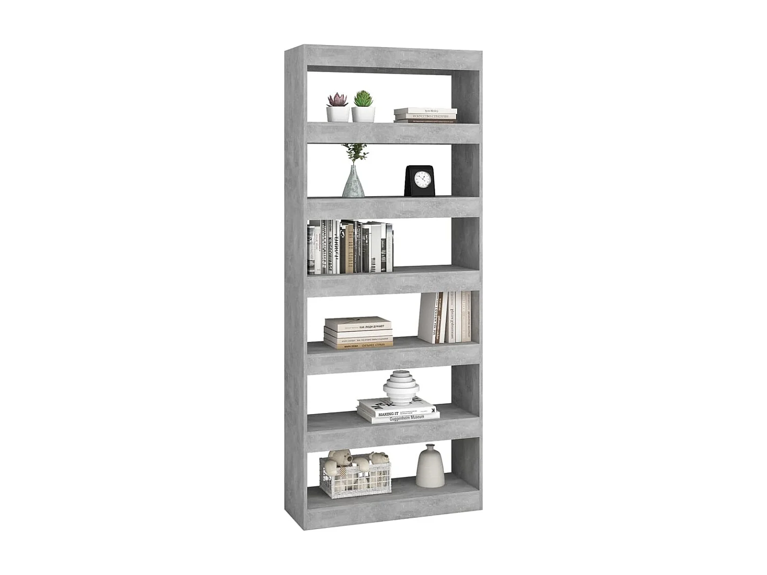 Bibliothèque/Séparateur de pièce Gris béton Bois d'ingénierie
