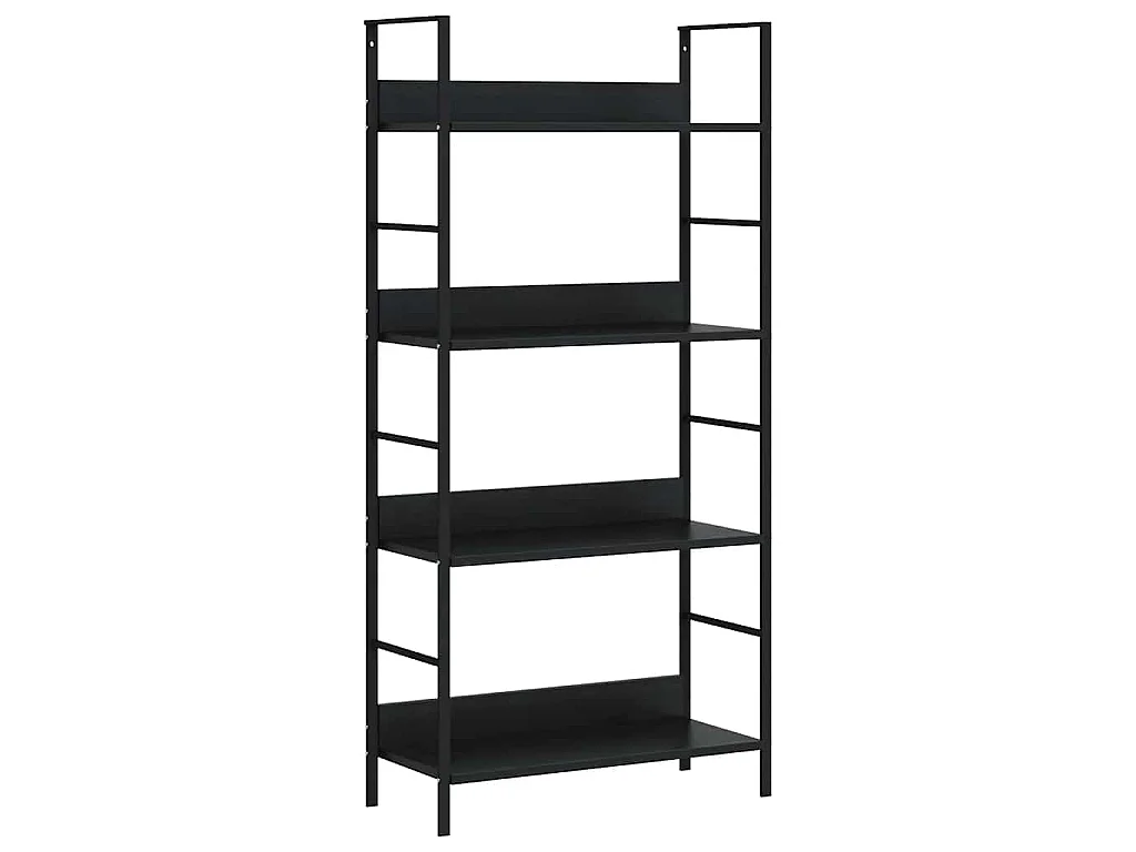 Bibliothèque à 4 niveaux noir 60x27,6x124,5cm bois d'ingénierie