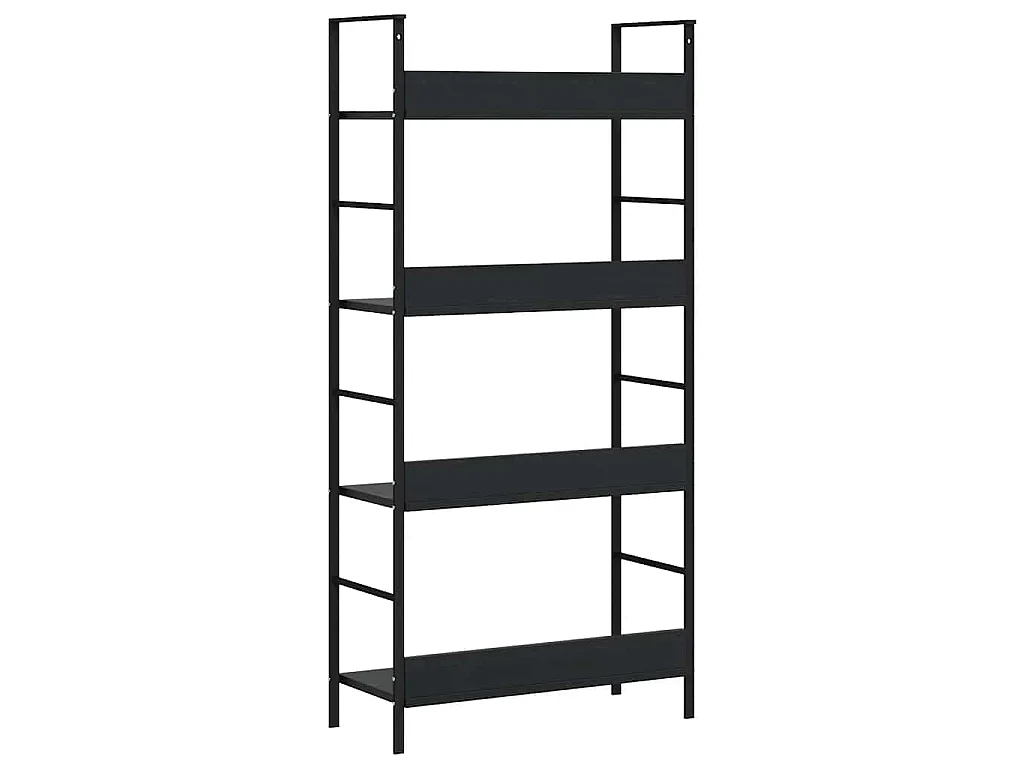 Bibliothèque à 4 niveaux noir 60x27,6x124,5cm bois d'ingénierie