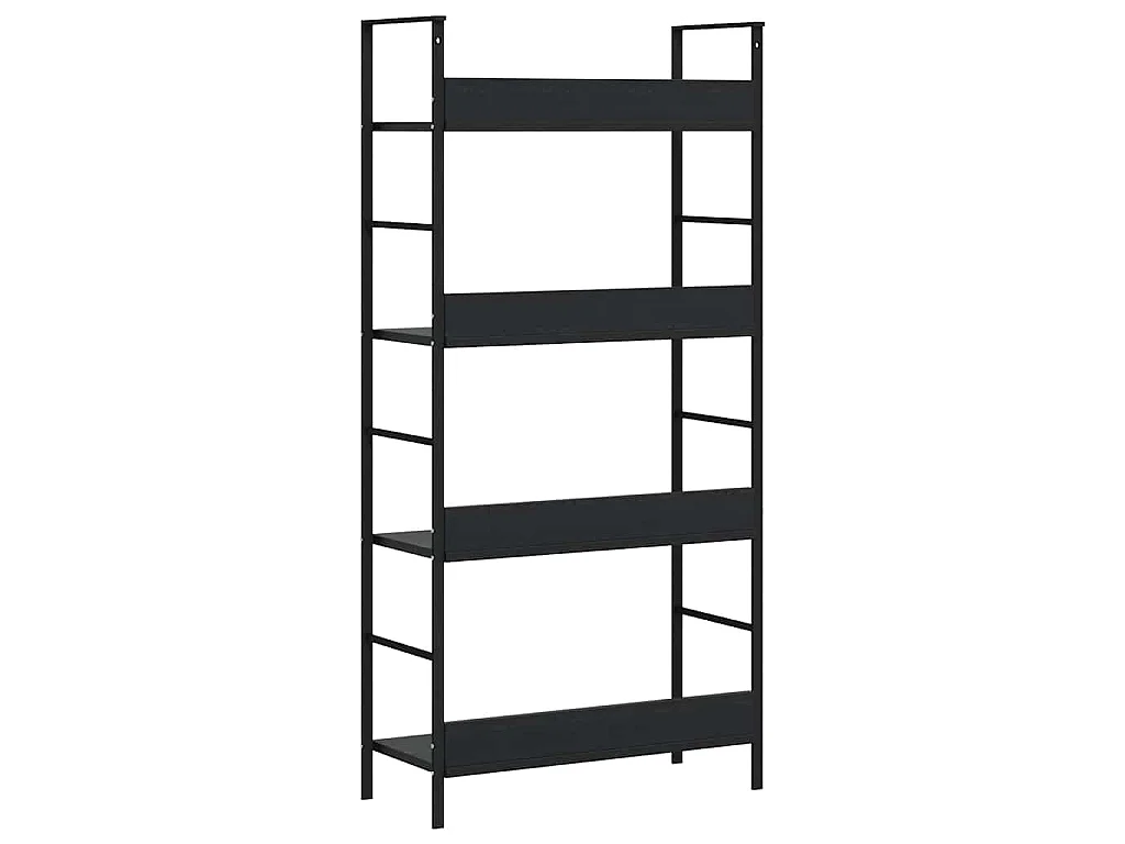 Bibliothèque à 4 niveaux noir 60x27,6x124,5cm bois d'ingénierie