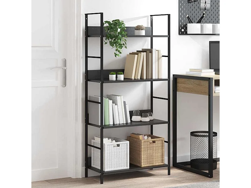 Bücherregal 4 Regalböden Schwarz 60×27,6×124,5 cm Holzwerkstoff