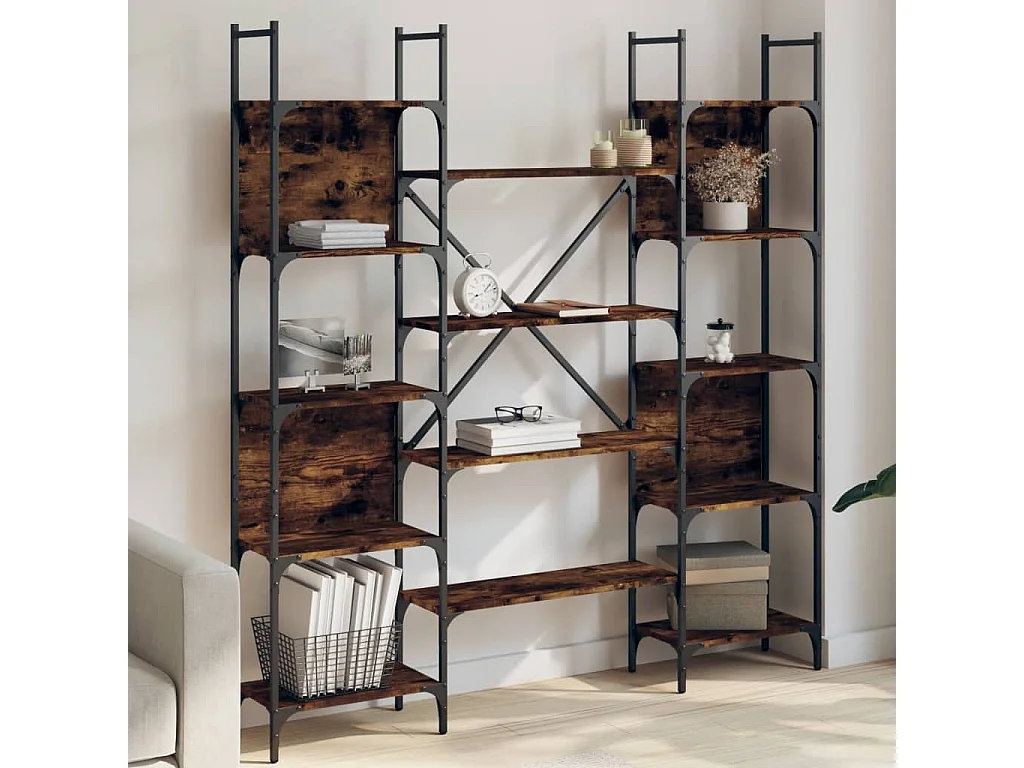 Bibliothèque chêne fumé 155,5x24x166,5 cm bois d'ingénierie