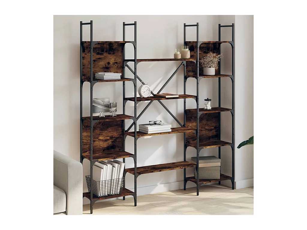 Bibliothèque chêne fumé 155,5x24x166,5 cm bois d'ingénierie