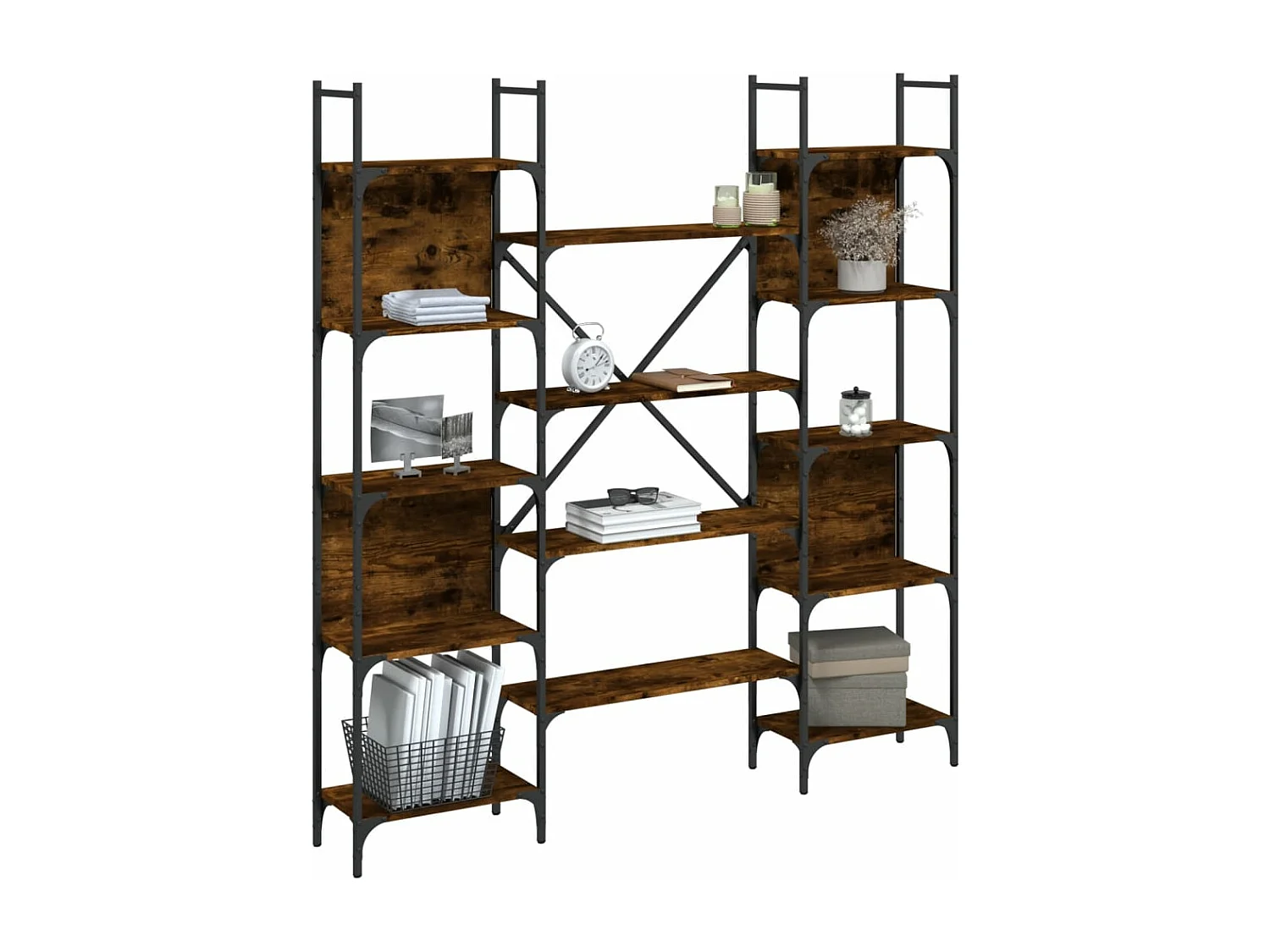 Bibliothèque chêne fumé 155,5x24x166,5 cm bois d'ingénierie