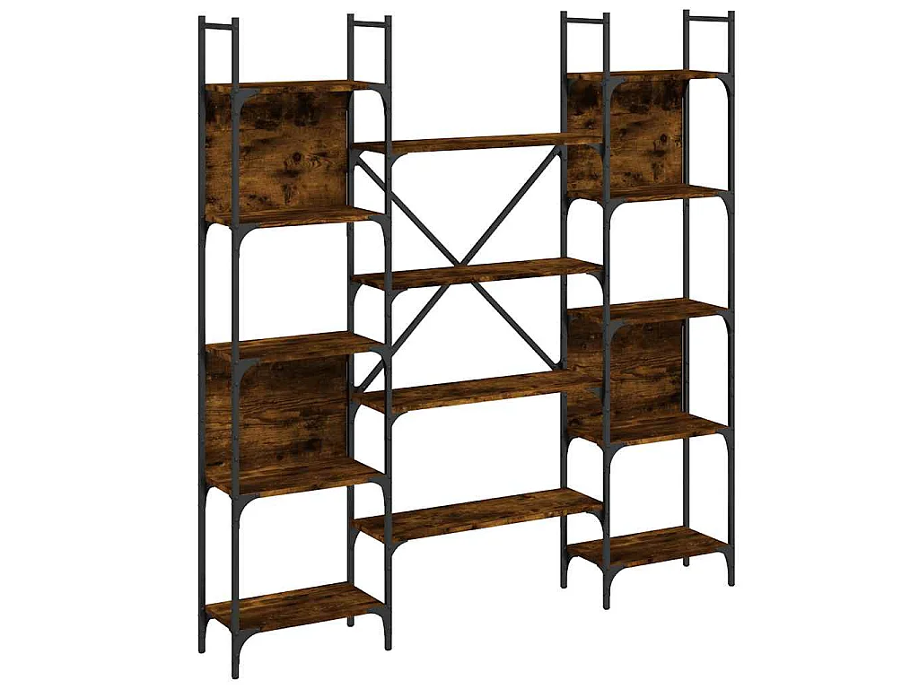Bibliothèque chêne fumé 155,5x24x166,5 cm bois d'ingénierie