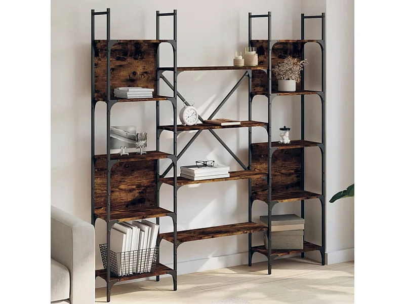 Bibliothèque chêne fumé 155,5x24x166,5 cm bois d'ingénierie